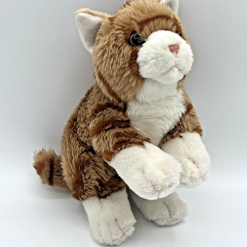 Animal Alley Tabby Kitty Cat Plush Orange White Stripes Stuffed Animal Toy 9"